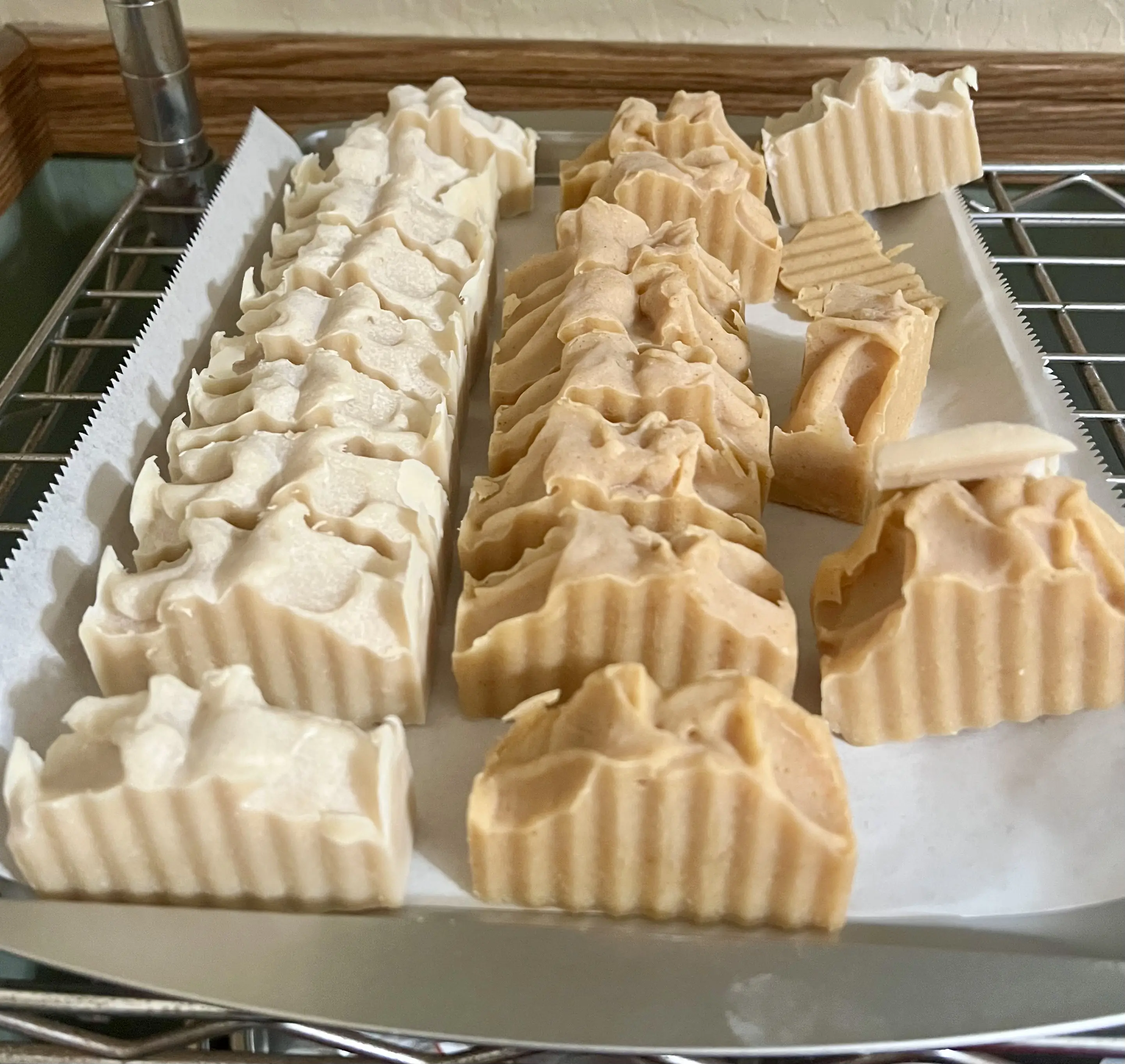 Freshly made Suds PRN soaps during the making process